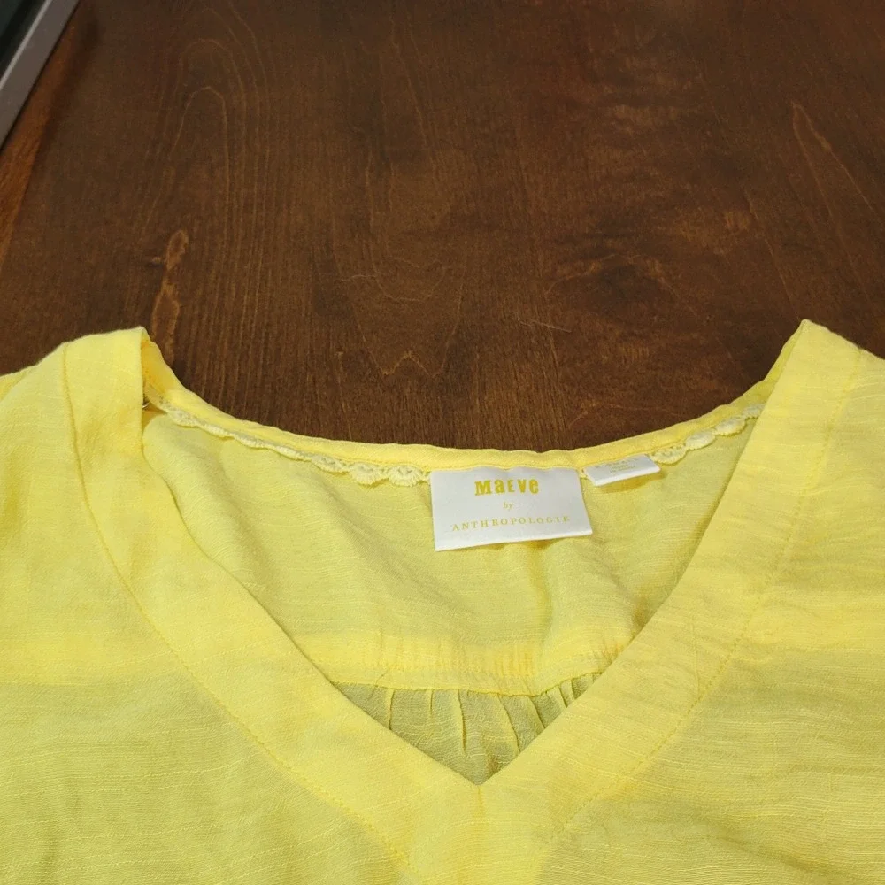 Anthropologie Maeve Verona Womens Top Size XS Yellow Peasant Cottagecore Blouse